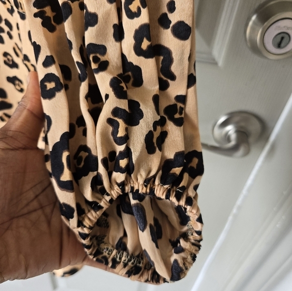 Karlie Leopard Print Popover Dress Womens Sz M Long Sleeve Tiered Drawsting - Picture 7 of 16